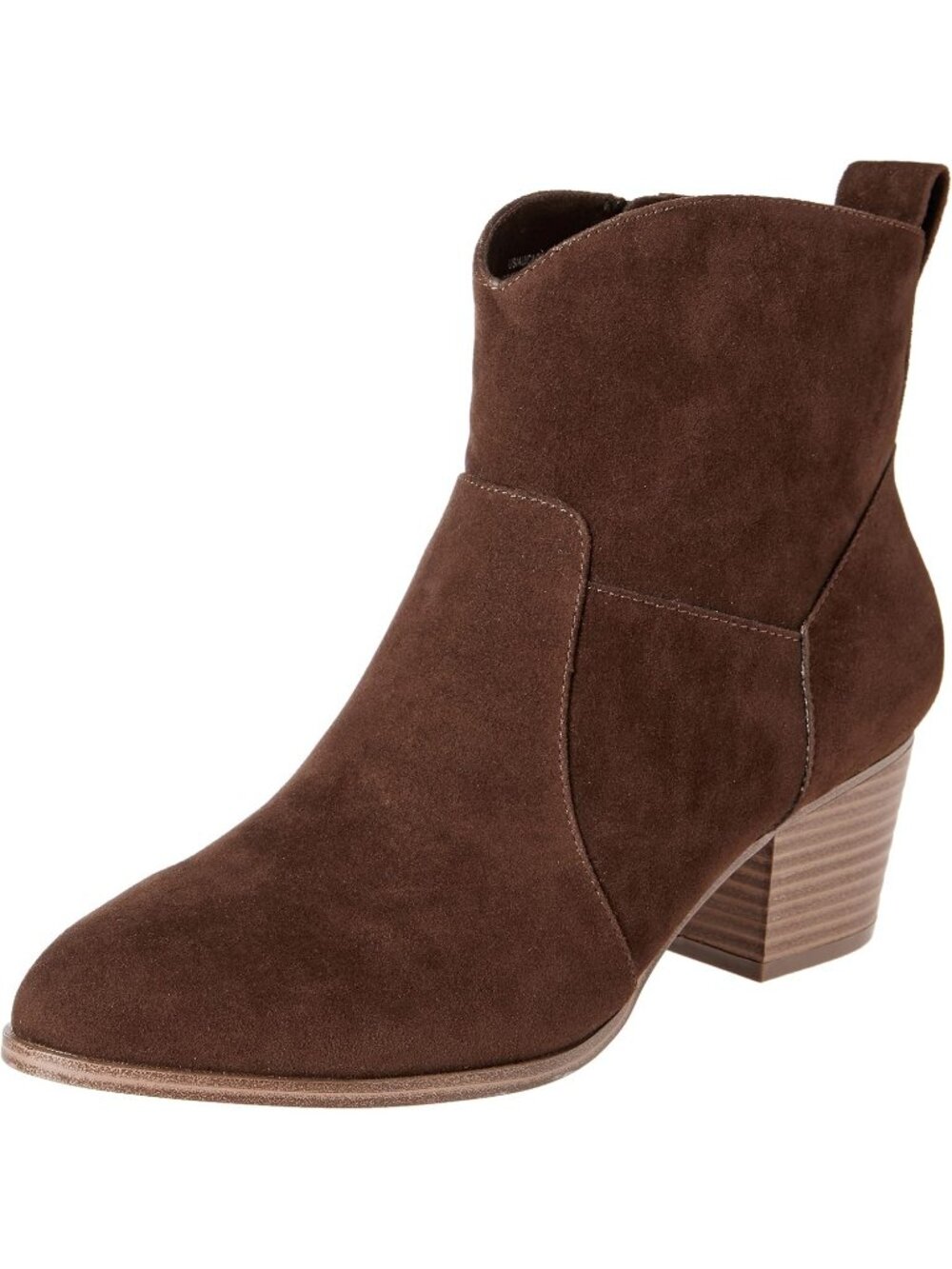 Women's Dark Brown Memory Foam Insole Non Slip with Stacked Heel Ankle Booties
